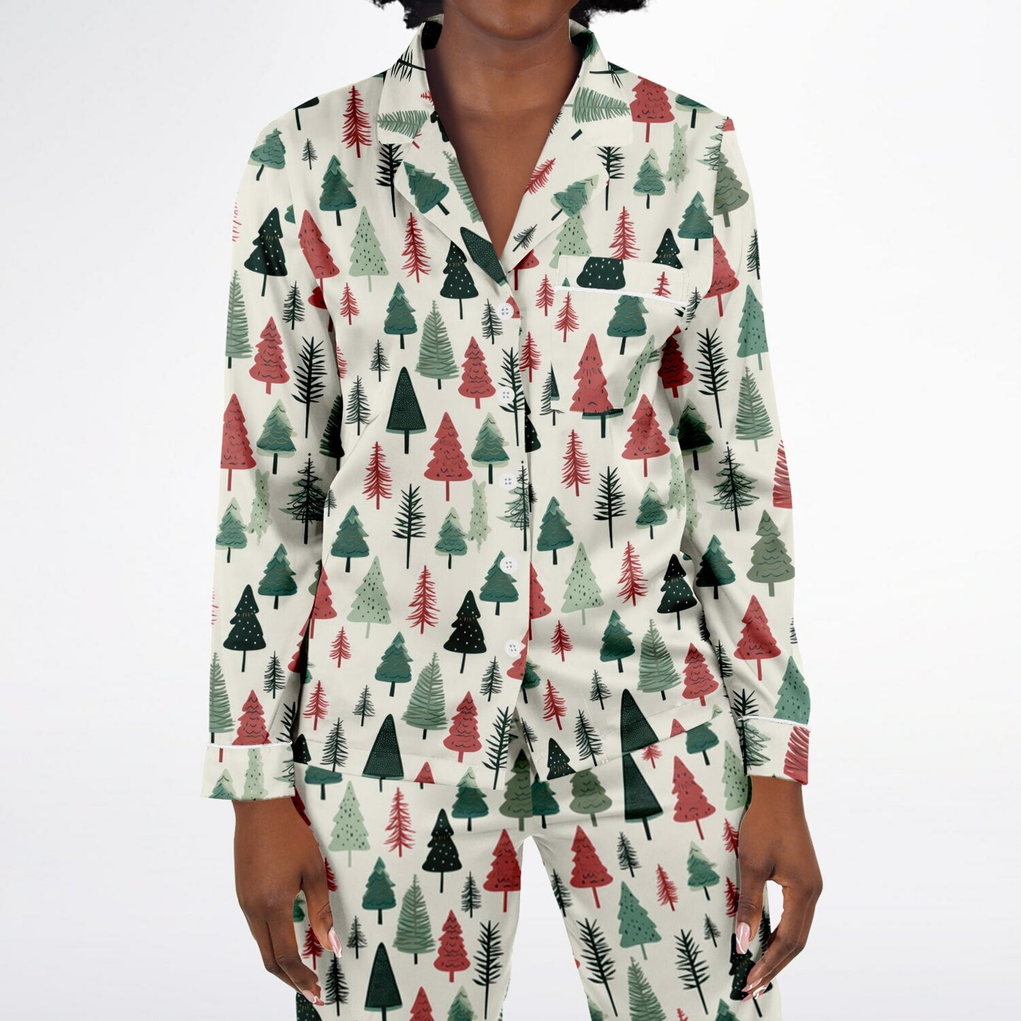 Women's Satin Set Pajamas -Christmas Tree