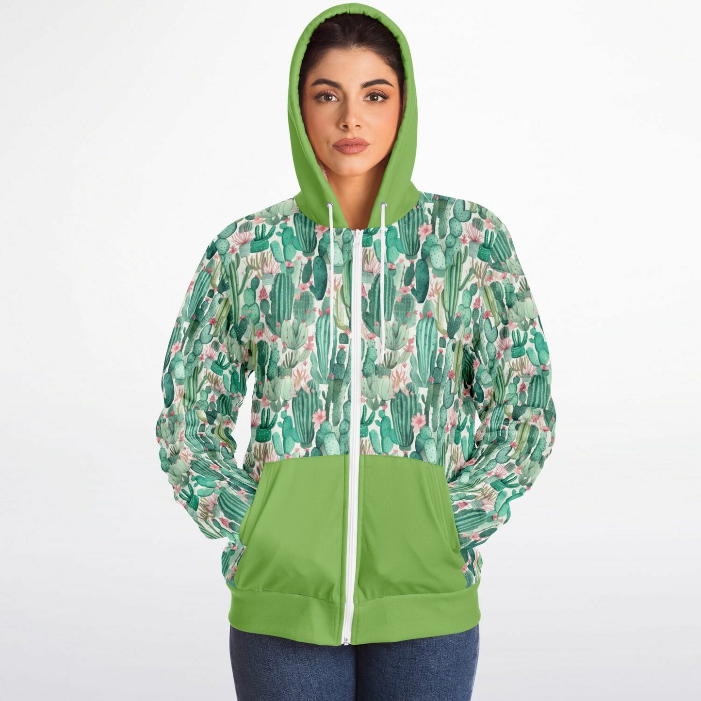 Microfleece Zip Human Hoodie - Plants