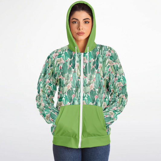 Microfleece Zip Human Hoodie - Plants
