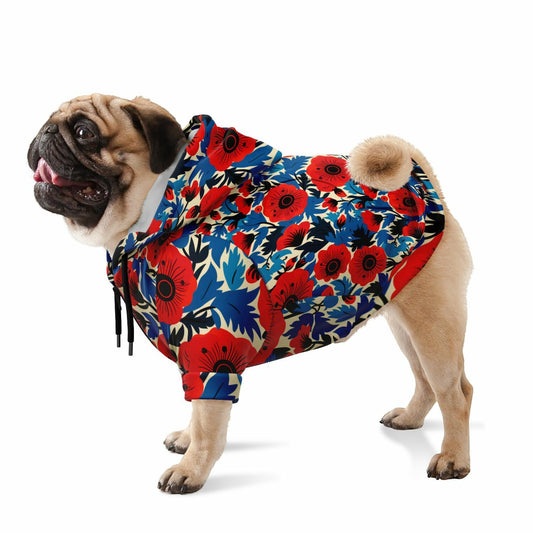 Custom Name Fashion Dog Zip-Up Hoodie - Floral