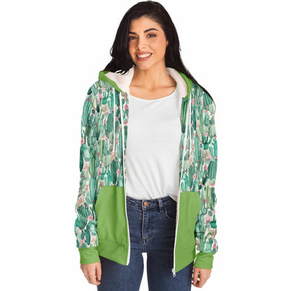 Microfleece Zip Human Hoodie - Plants