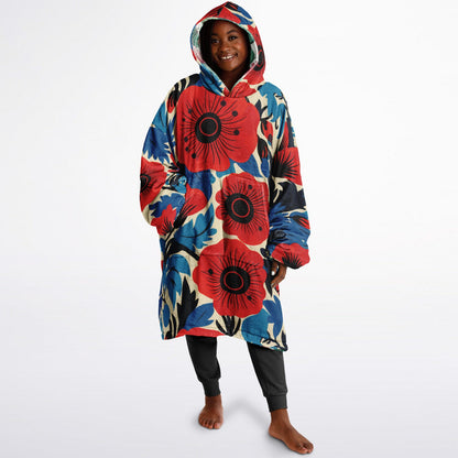 Reversible Snug Hoodie - Plants and Red Flower