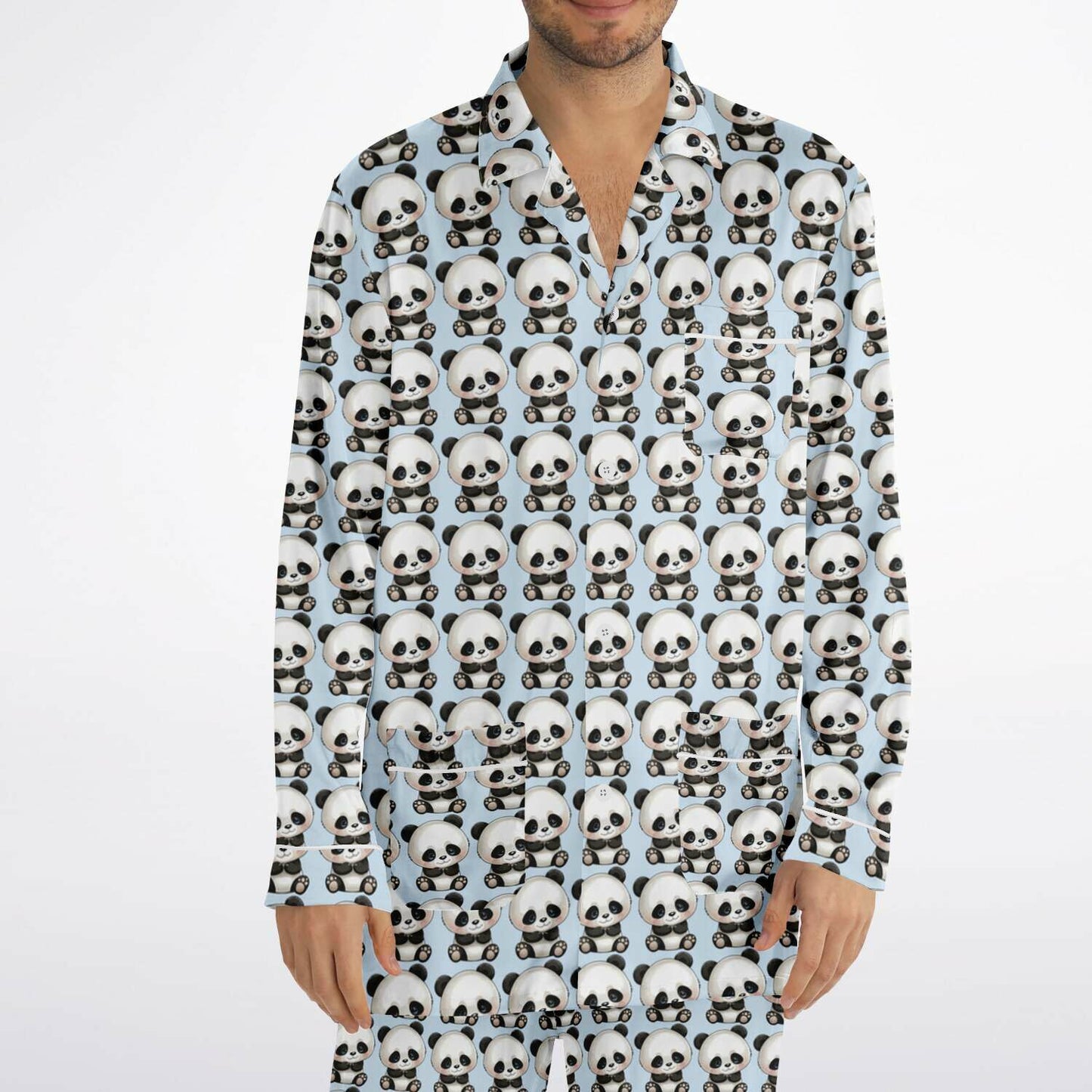 Men's Satin Set Pajamas - Panda
