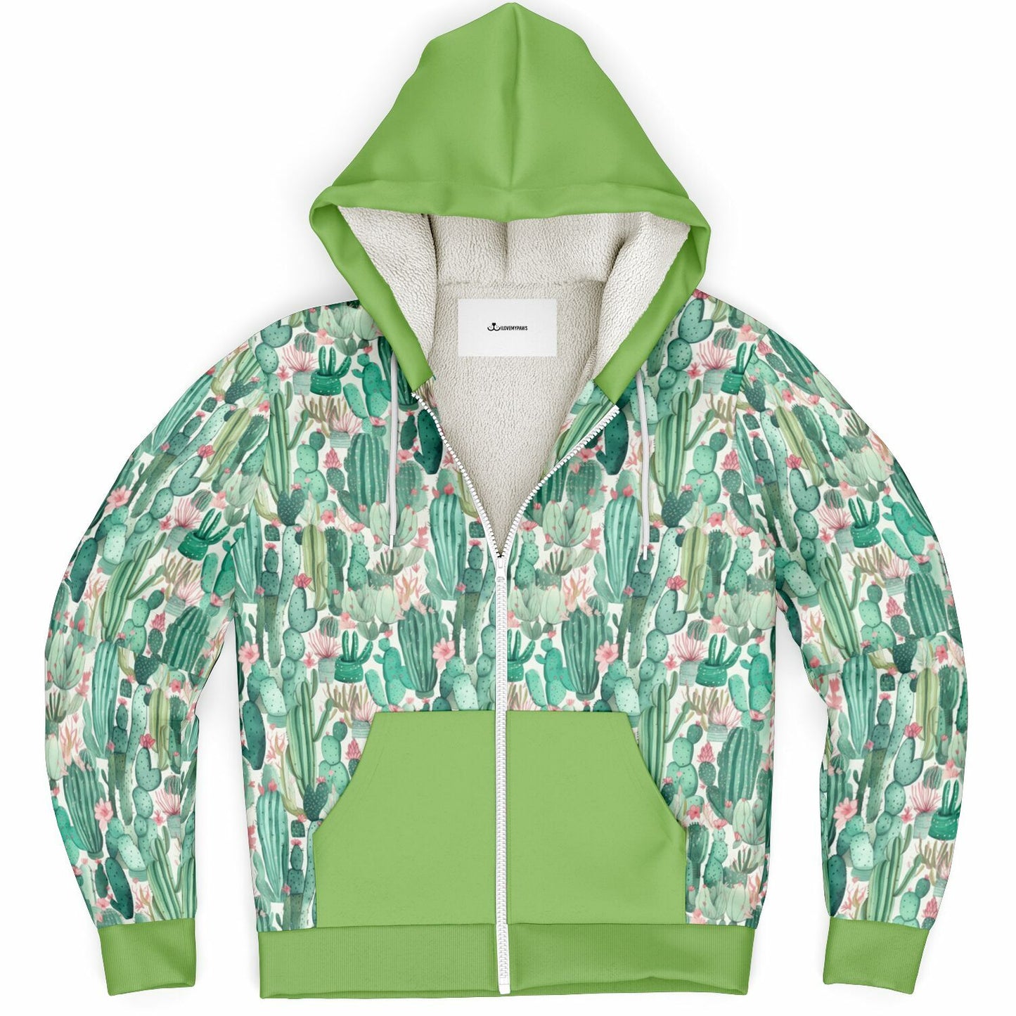 Microfleece Zip Human Hoodie - Plants