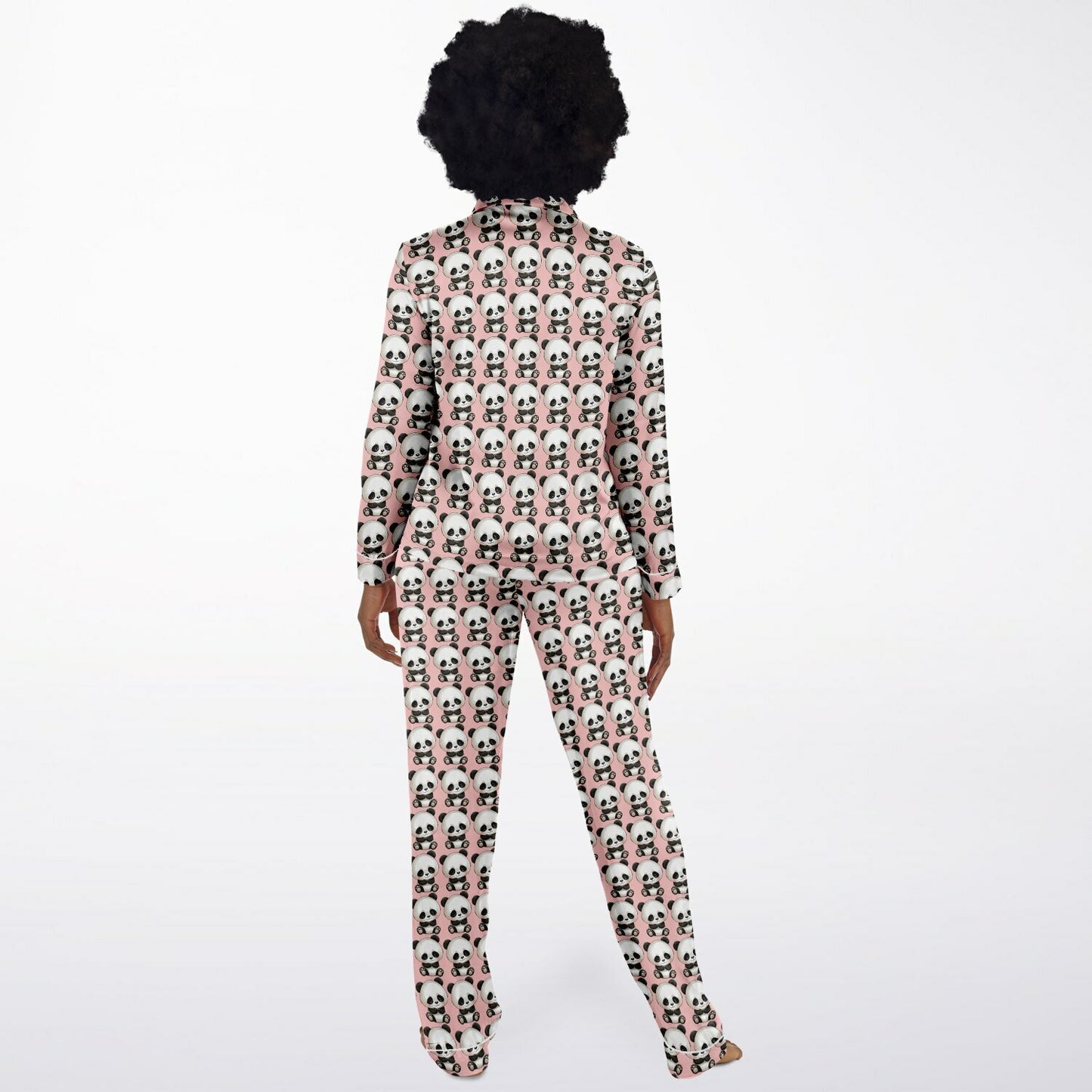 Women's Satin Set Pajamas - Panda Fur Real Tired