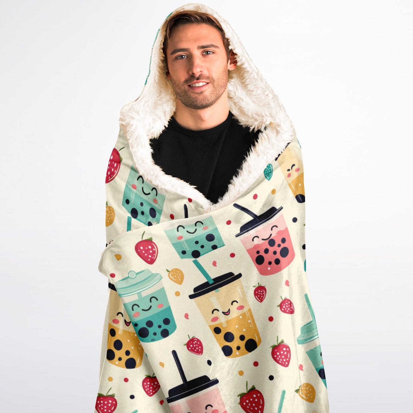 Custom NAME / TEXT Hooded Blanket Sherpa - All Over Print - Boba