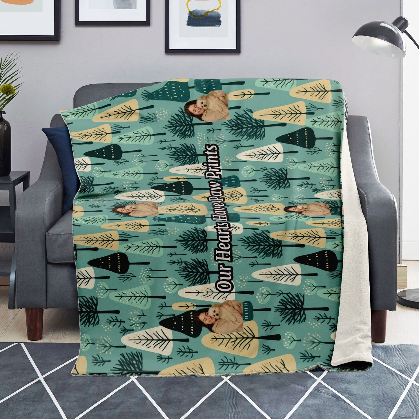 Custom Text / Photo Premium Microfleece Blanket - All Over Print - Trees