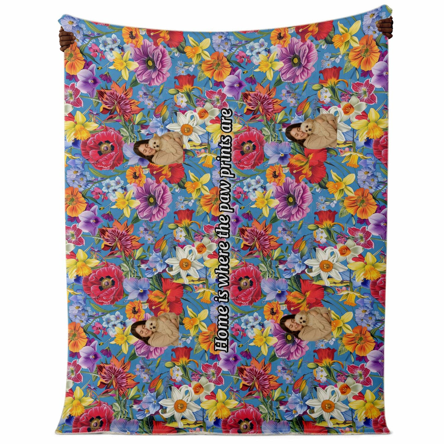 Custom Text / Photo Premium Microfleece Blanket - All Over Print - Flower