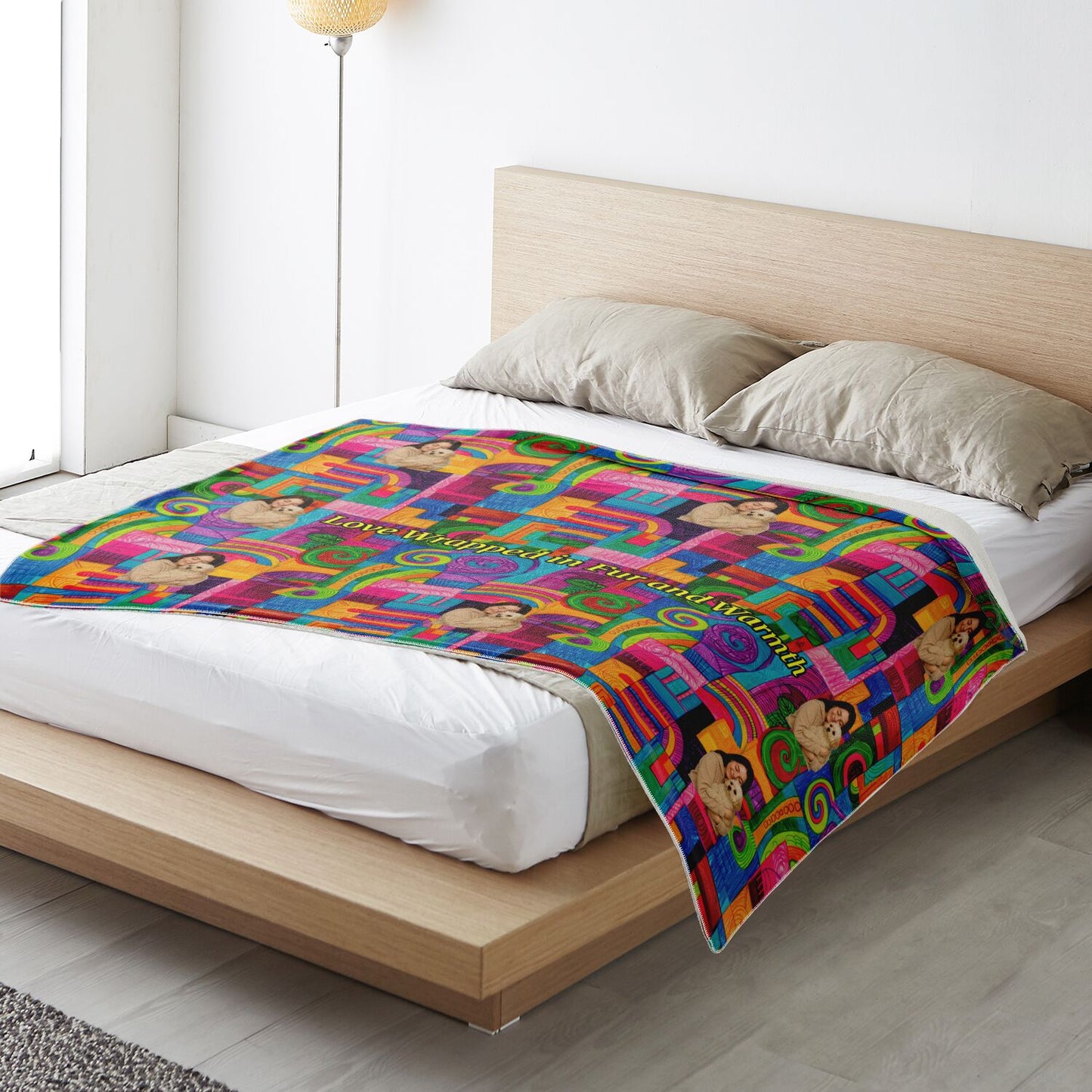 Custom Text / Photo Premium Microfleece Blanket - All over Print - Geometric