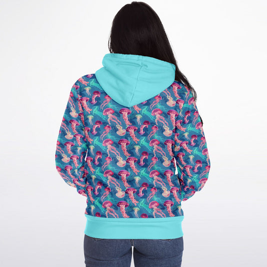 Microfleece Zip Human Hoodie - Skyblue