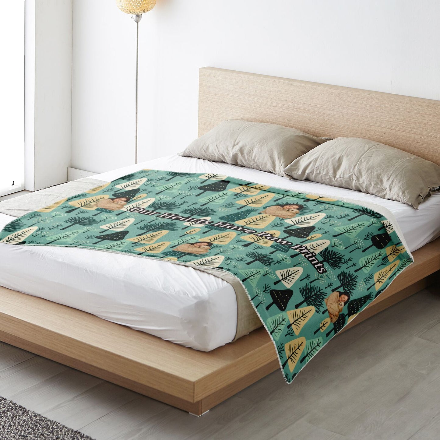 Custom Text / Photo Premium Microfleece Blanket - All Over Print - Trees