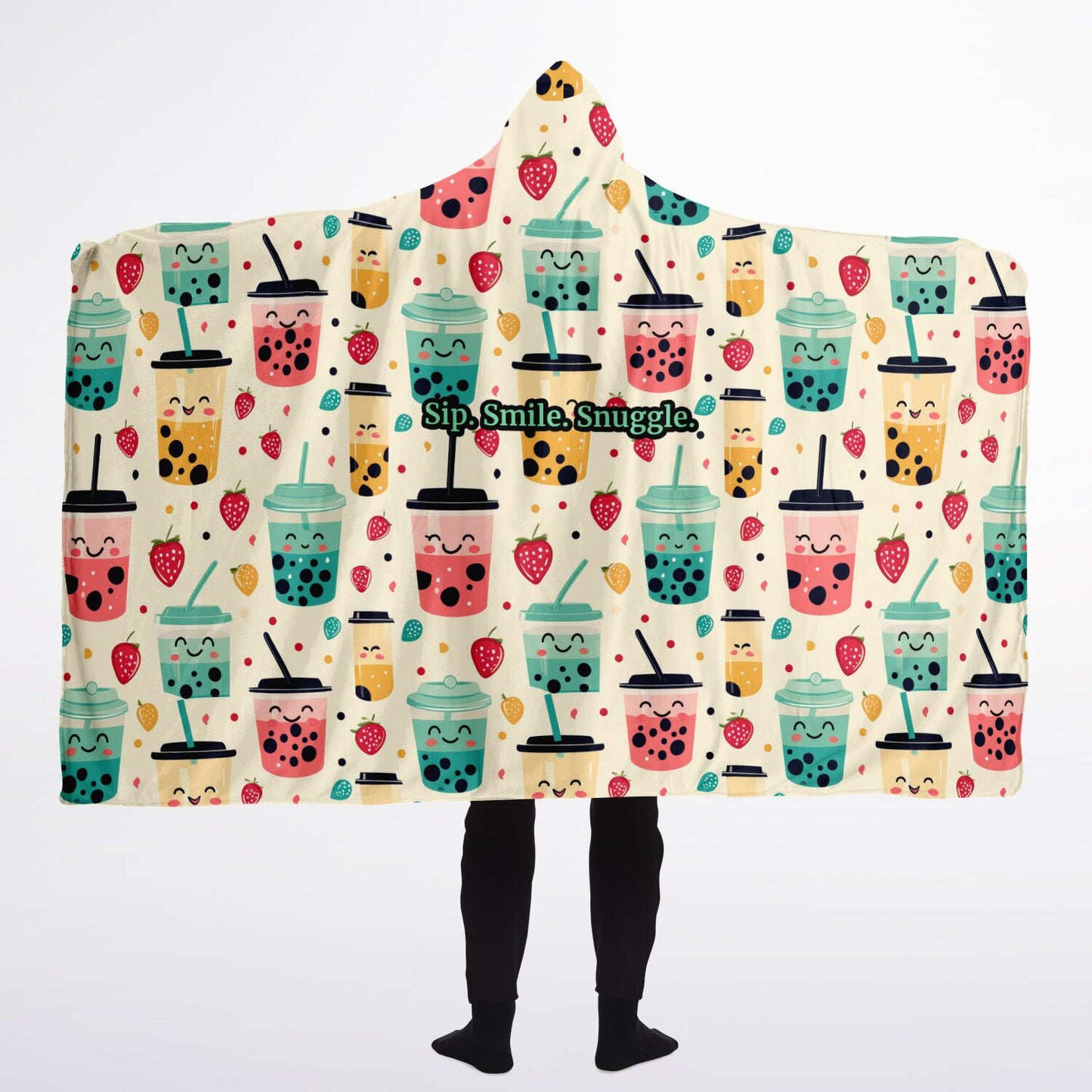 Custom NAME / TEXT Hooded Blanket Sherpa - All Over Print - Boba