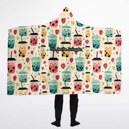 Custom NAME / TEXT Hooded Blanket Sherpa - All Over Print - Boba