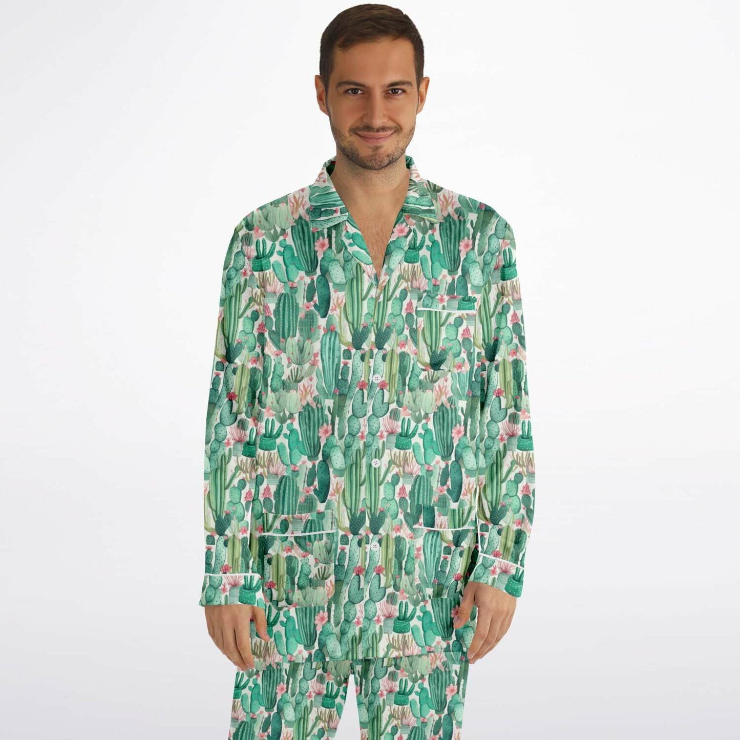 Men's Satin Set Pajamas - Plants