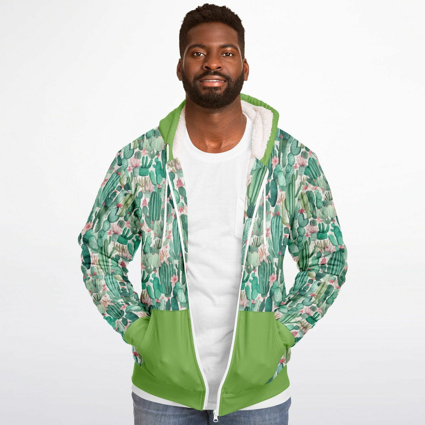 Microfleece Zip Human Hoodie - Plants