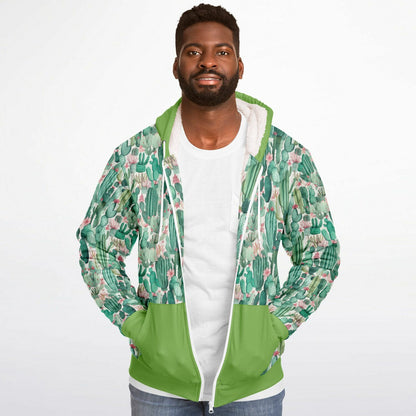 Microfleece Zip Human Hoodie - Plants