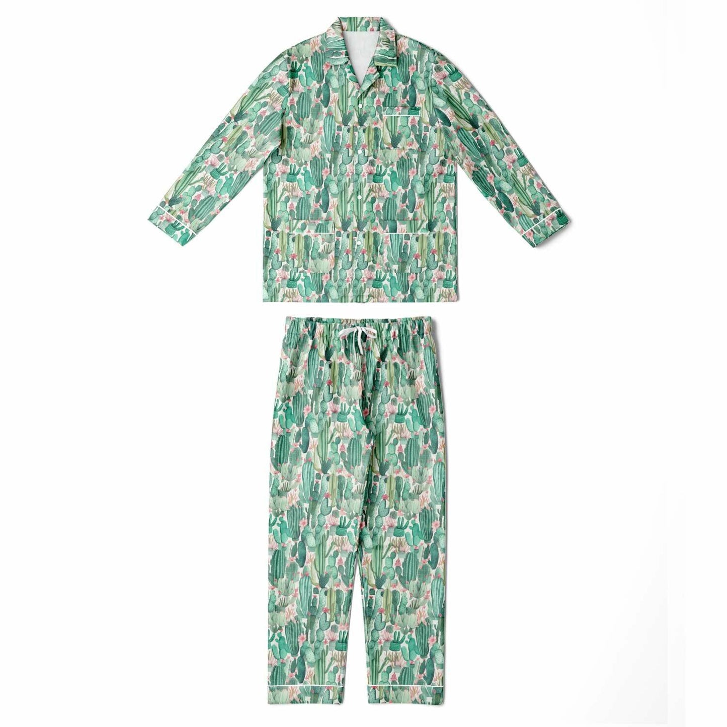 Men's Satin Set Pajamas - Plants