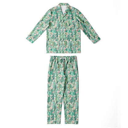 Men's Satin Set Pajamas - Plants