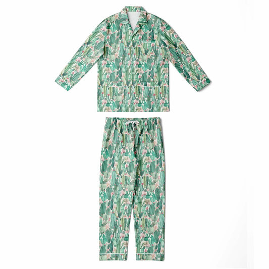 Men's Satin Set Pajamas - Plants