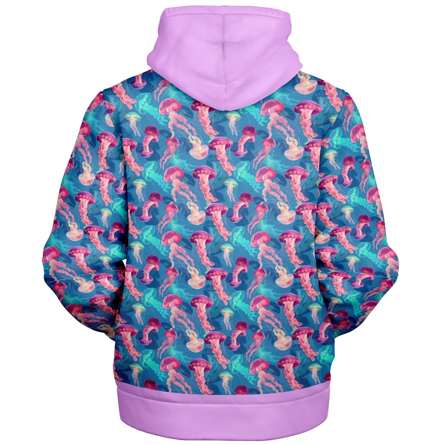 Microfleece Zip Human Hoodie - Pink Ocean