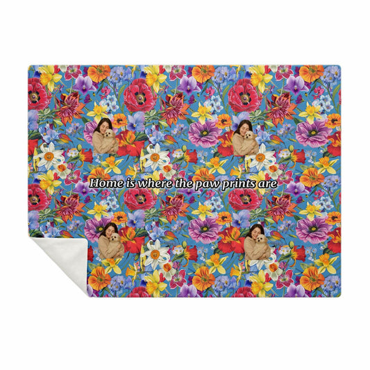 Custom Text / Photo Premium Microfleece Blanket - All Over Print - Flower