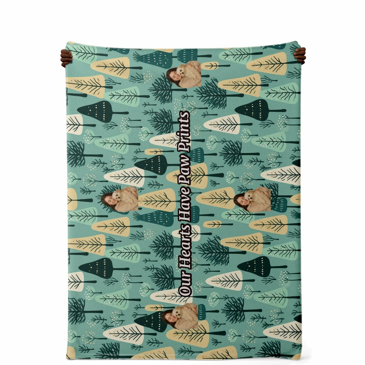 Custom Text / Photo Premium Microfleece Blanket - All Over Print - Trees