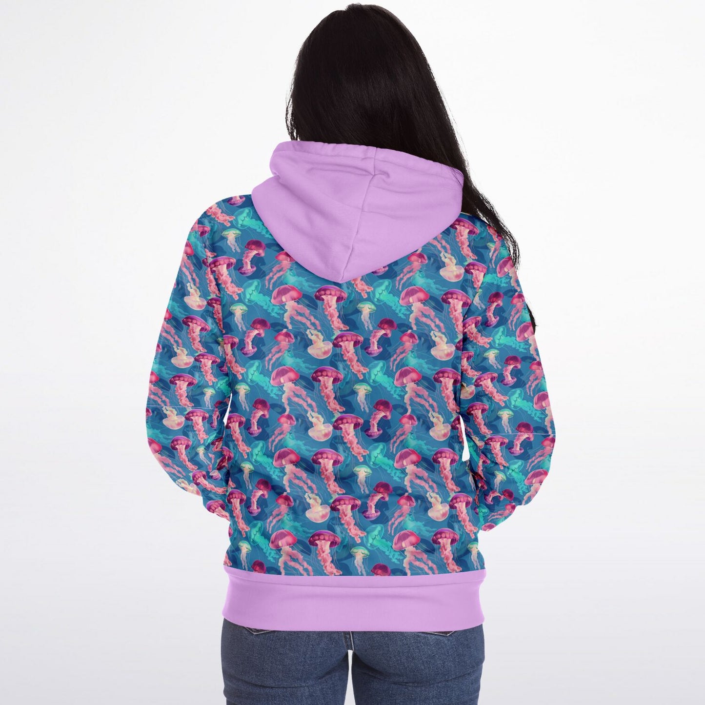 Microfleece Zip Human Hoodie - Pink Ocean