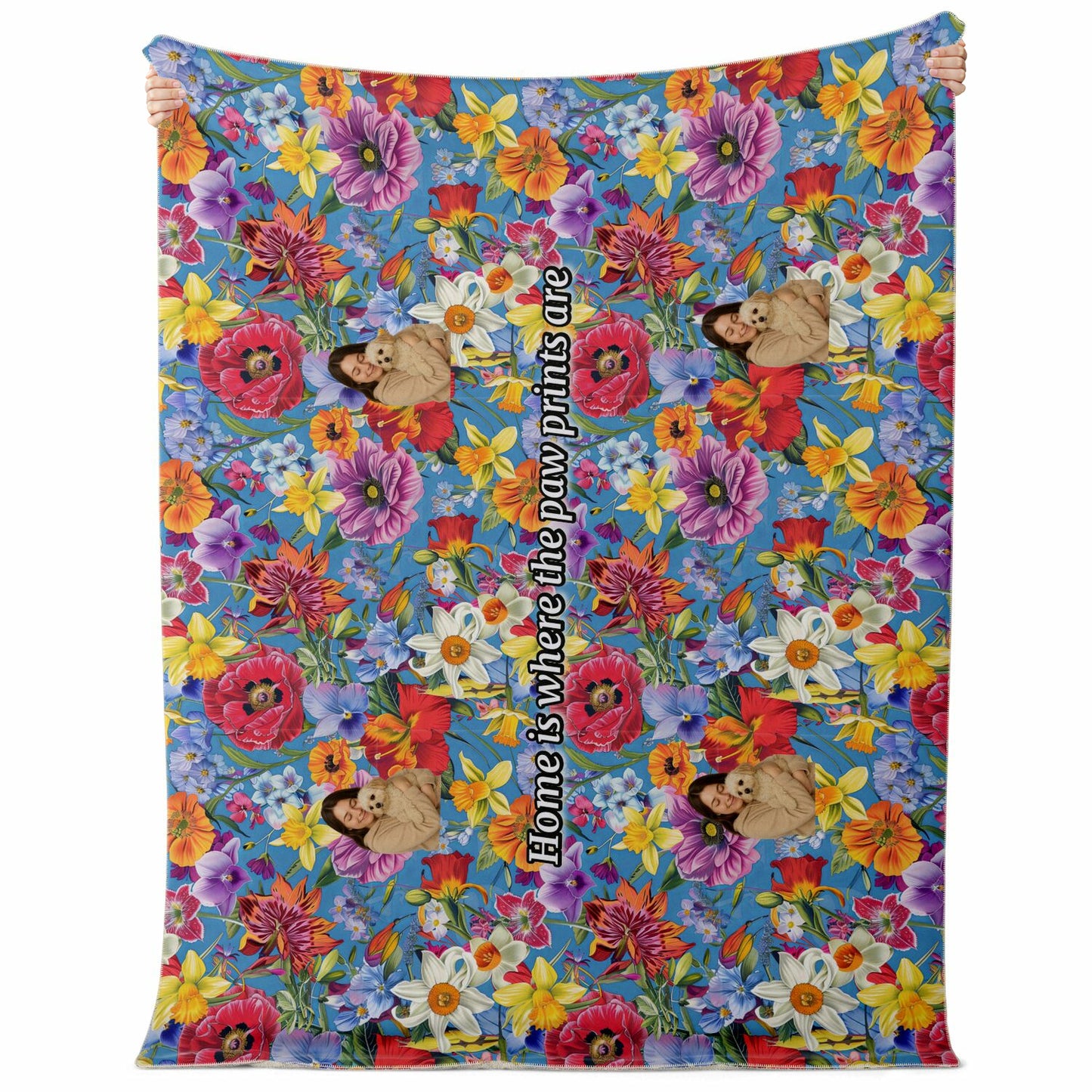 Custom Text / Photo Premium Microfleece Blanket - All Over Print - Flower