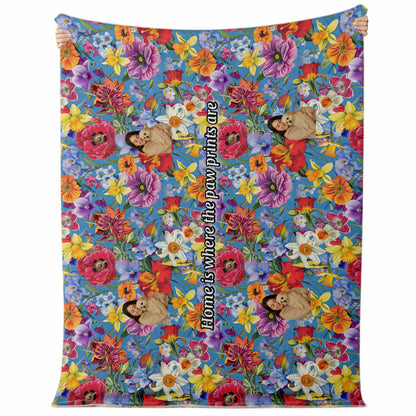 Custom Text / Photo Premium Microfleece Blanket - All Over Print - Flower