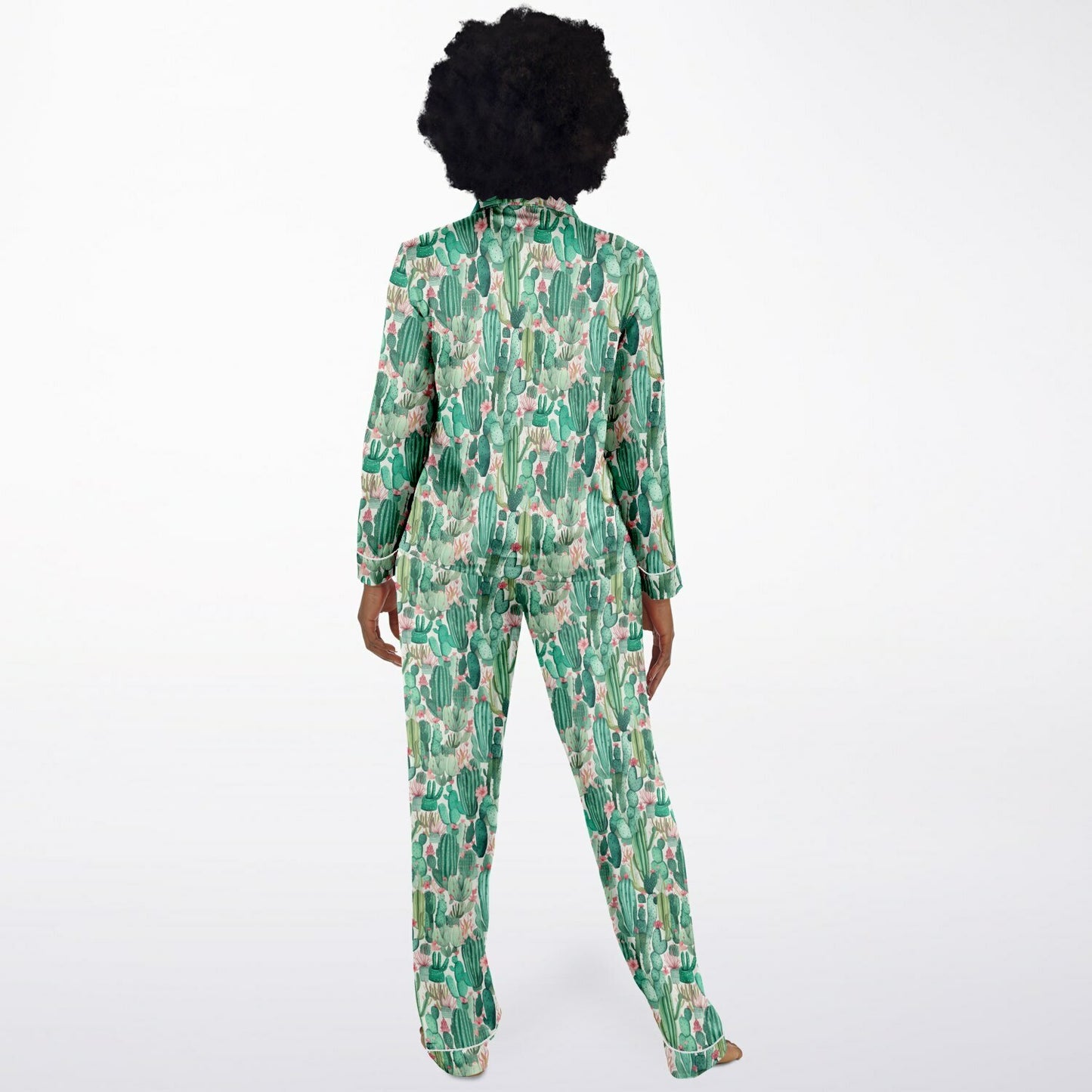 Women's Satin Set Pajamas - Plants