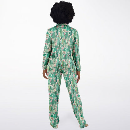 Women's Satin Set Pajamas - Plants
