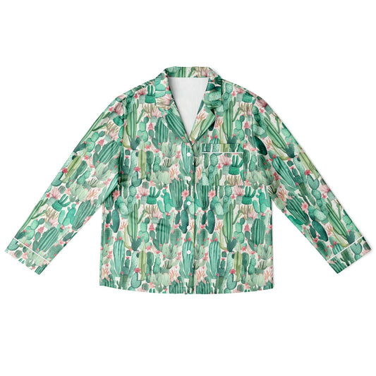 Women's Satin Set Pajamas - Plants