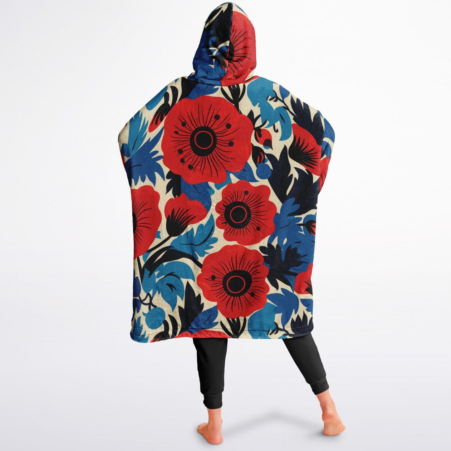 Reversible Snug Hoodie - Plants and Red Flower