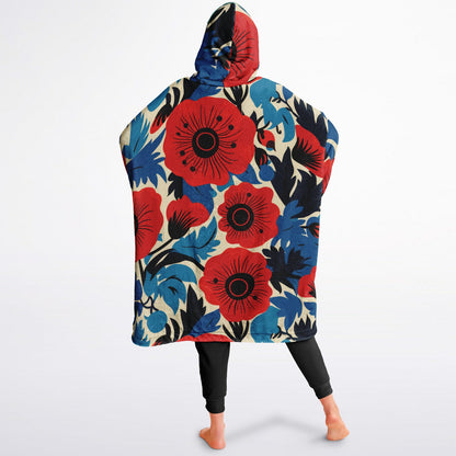 Reversible Snug Hoodie - Plants and Red Flower