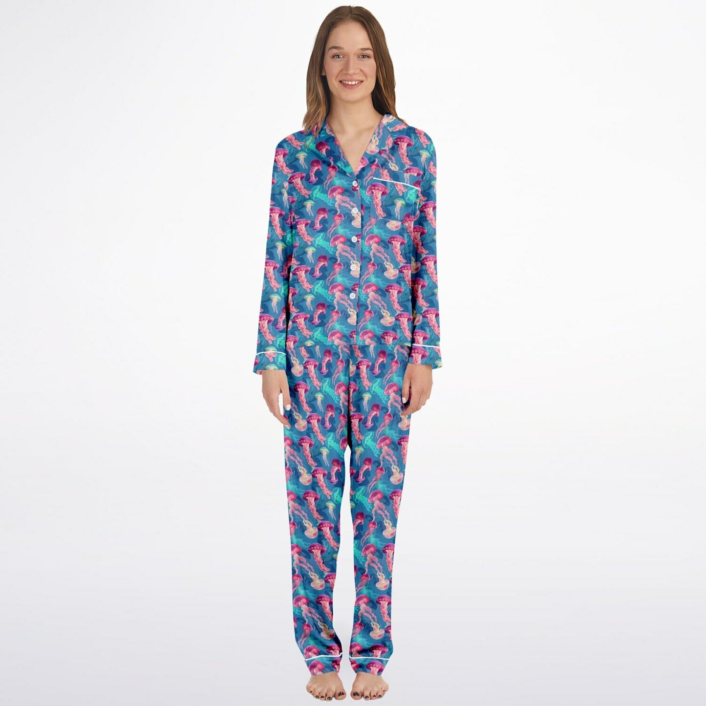 Women's Satin Set Pajamas - Ocean