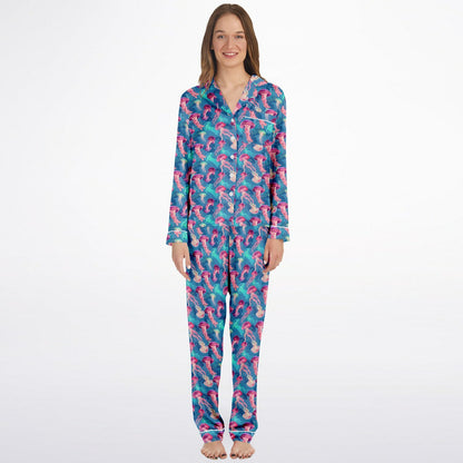 Women's Satin Set Pajamas - Ocean