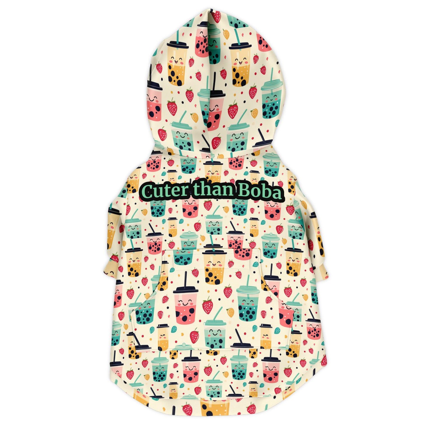 Custom NAME / TEXT Fashion Dog Zip-Up Hoodie - All Over Print - Boba