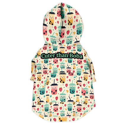 Custom NAME / TEXT Fashion Dog Zip-Up Hoodie - All Over Print - Boba
