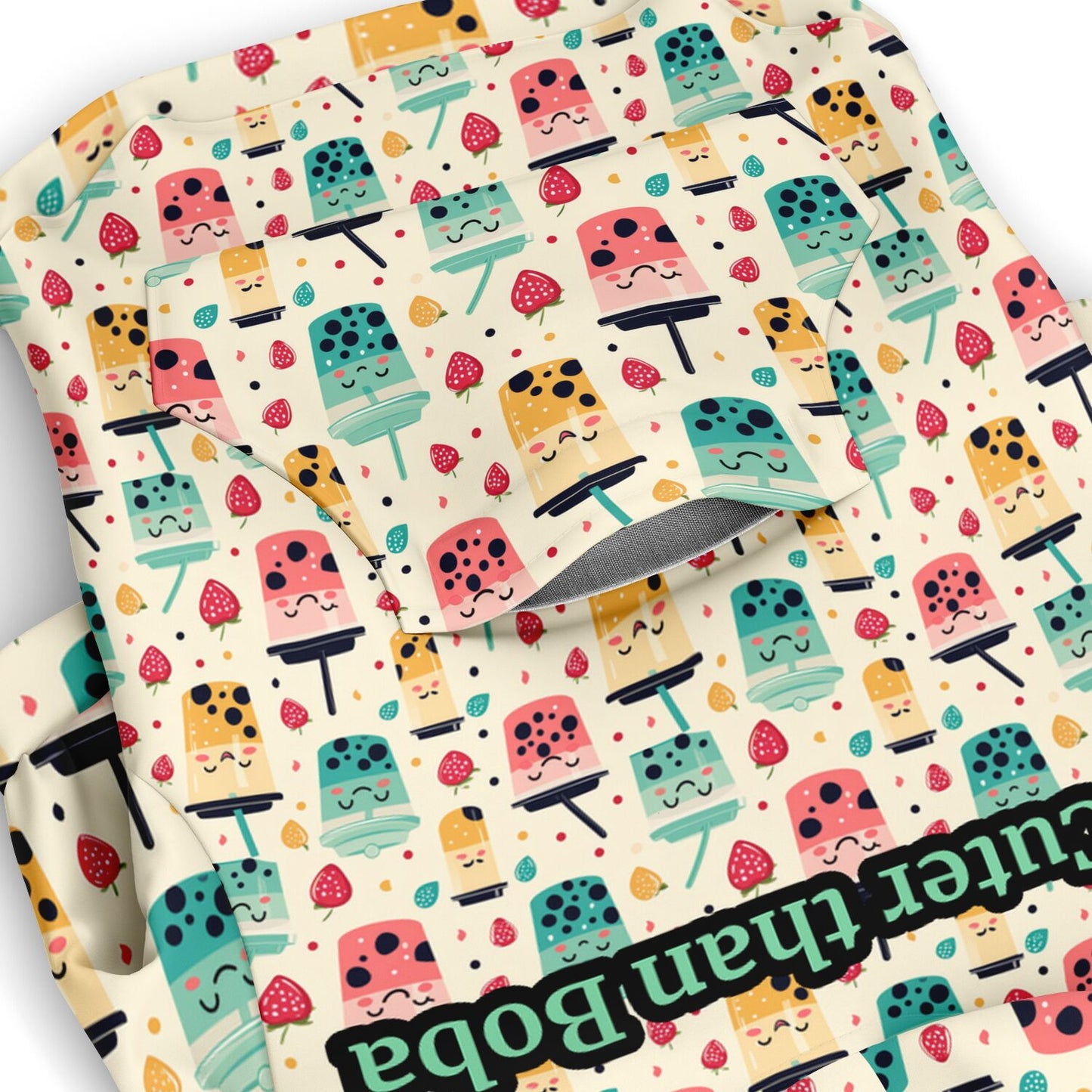 Custom NAME / TEXT Fashion Dog Zip-Up Hoodie - All Over Print - Boba