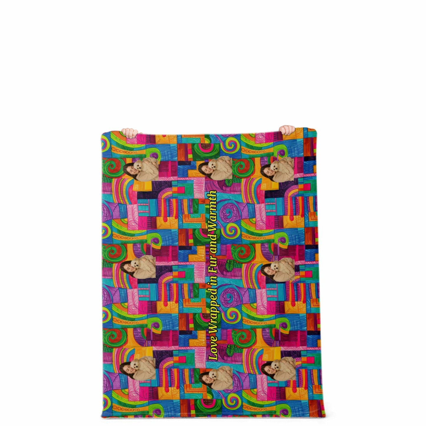 Custom Text / Photo Premium Microfleece Blanket - All over Print - Geometric
