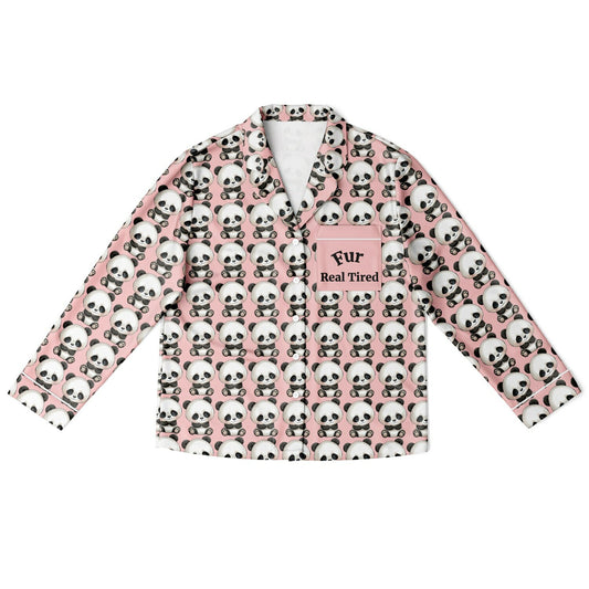 Women's Satin Set Pajamas - Panda Fur Real Tired