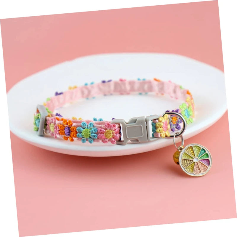 Blossom Charm Floral Pet Collar - Orange Fruit Charm
