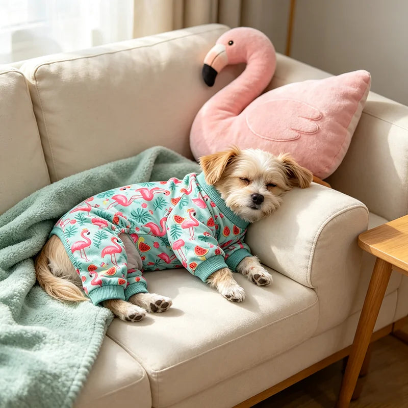 Tropical Flamingo Pet Pajamas – Cyan