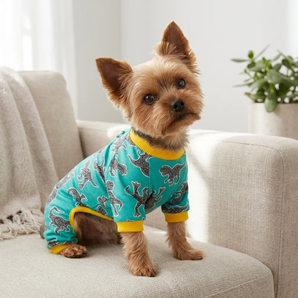 Dinosaur Print Dog Pajamas – Green