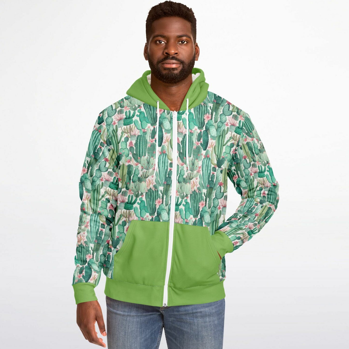 Microfleece Zip Human Hoodie - Plants