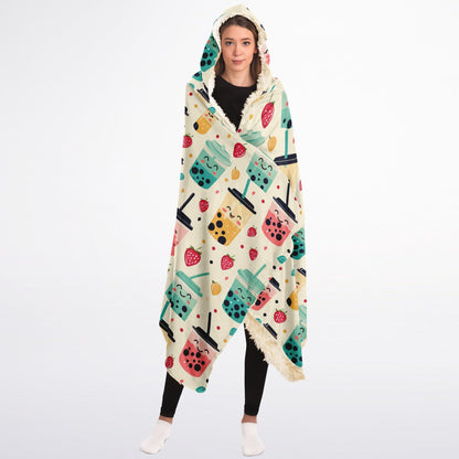 Custom NAME / TEXT Hooded Blanket Sherpa - All Over Print - Boba