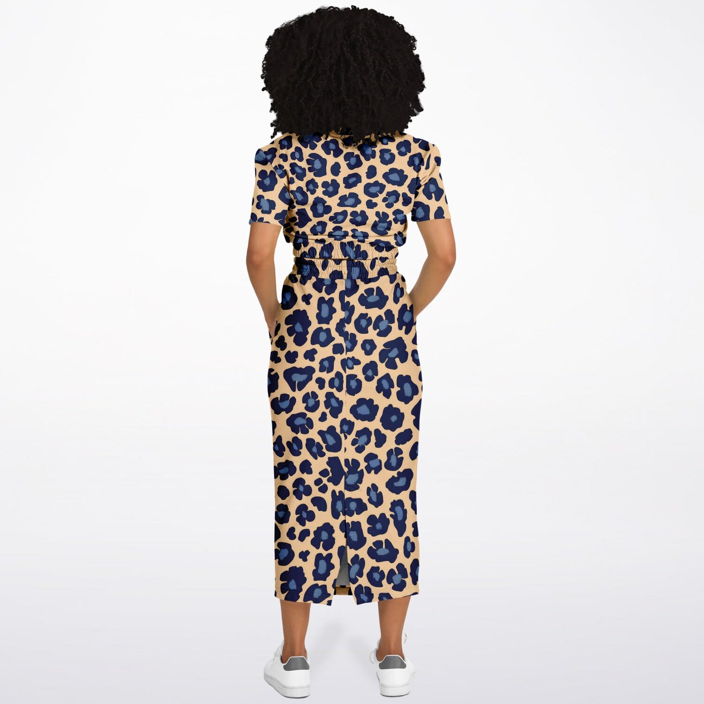 Fashion Cropped Short Sleeve Sweatshirt and Long Pocket Skirt Set – AOP