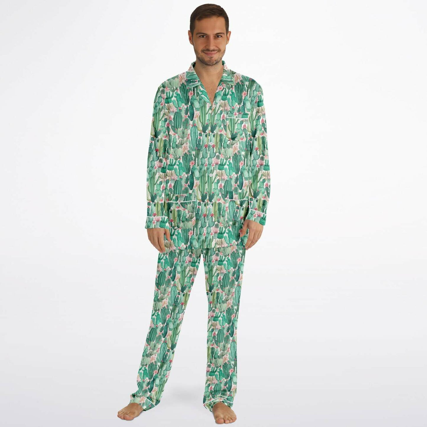 Men's Satin Set Pajamas - Plants