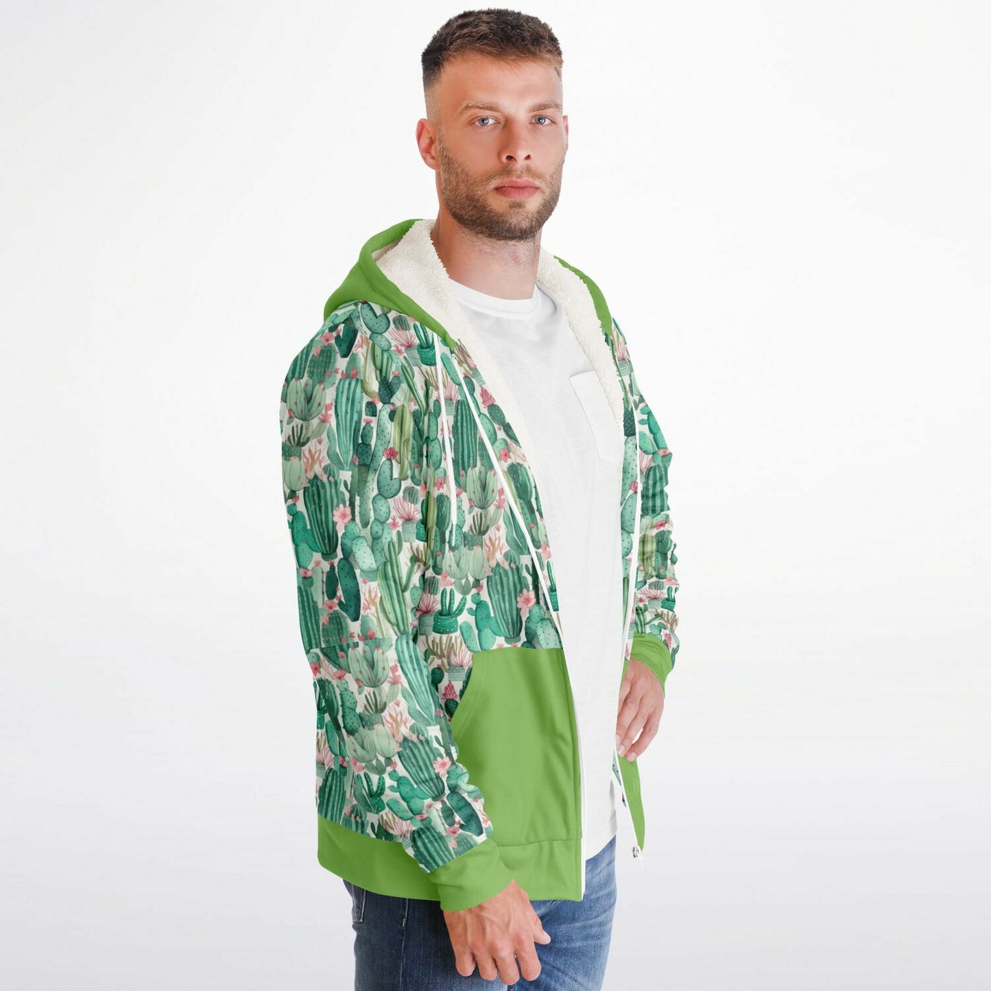 Microfleece Zip Human Hoodie - Plants