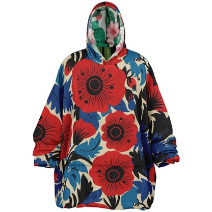 Reversible Snug Hoodie - Plants and Red Flower
